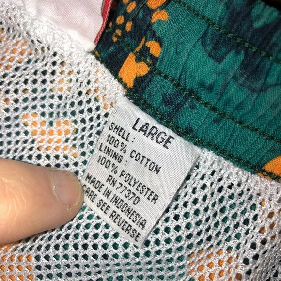 TYR Sport Mens Large Green Floral Elastic Waist Pockets Swim Shorts Trunks Sz L - Picture 10 of 10